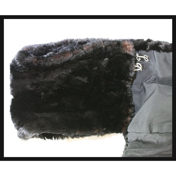 vintage 1950's era soft black real mouton lamb fur shrug / cape - signed L D - Picture 2 of 2
